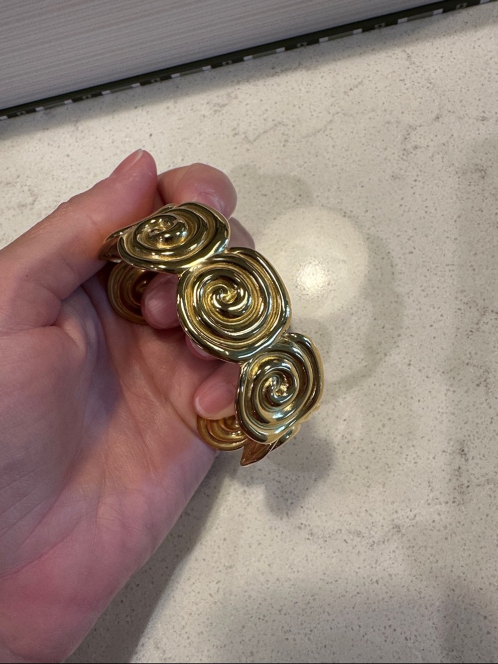 Gold Spiral Rose Statement Bracelet - Women Jewelry